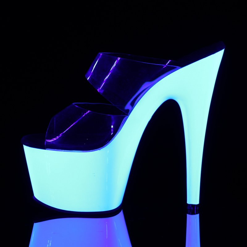 Svítící boty bílá/černá ADORE-702UV | ADORE-702UV Pleaser - z vnitřku