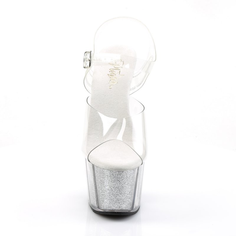 Stříbrné sexy boty na podpatku ADO708G/C/S | ADORE-708G Pleaser - zepředu