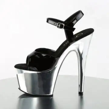 ADO709/B/SCH černo stříbrné sexy boty | ADORE-709 Pleaser - z vnitřku