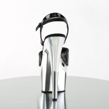 ADO709/B/SCH černo stříbrné sexy boty | ADORE-709 Pleaser - zezadu