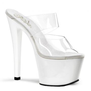 Bílé sexy pantofle na vysokém podpatku SKY302/C/W Pleaser