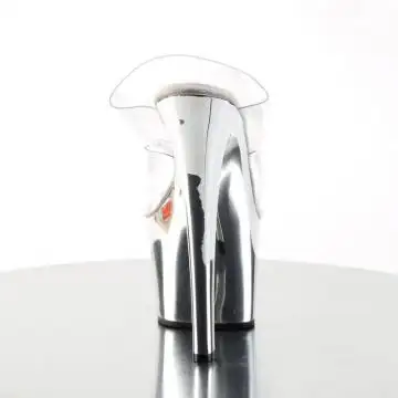 Stříbrné sexy pantofle na vysokém podpatku SKY302/C/SCH | SKY-302 Pleaser - zezadu