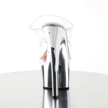 Stříbrné sexy pantofle na vysokém podpatku SKY302/C/SCH | SKY-302 Pleaser - zezadu