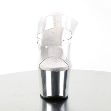 Stříbrné sexy pantofle na vysokém podpatku SKY302/C/SCH | SKY-302 Pleaser - zepředu