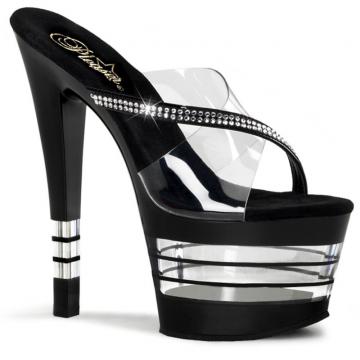 SKY-303LN/C/B Černé a průhledné sexy boty Pleaser