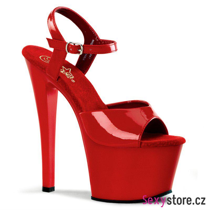 Červené sexy boty SKY-309/R/M na podpatku