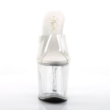 Průhledné sexy pantofle na vysokém podpatku TAB701/C/M | TABOO-701 Pleaser - zepředu