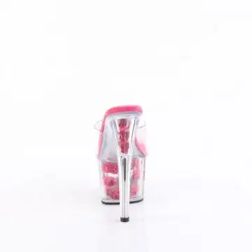 Růžové sexy pantofle s květy ADO701FL/C/HP | ADORE-701FL Pleaser - zezadu