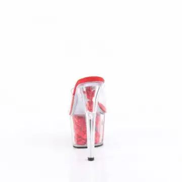 Červené sexy pantofle s květy ADO701FL/C/R | ADORE-701FL Pleaser - zezadu