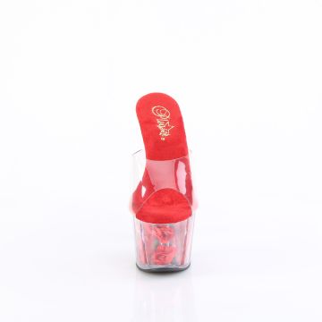 Červené sexy pantofle s květy ADO701FL/C/R | ADORE-701FL Pleaser - zepředu