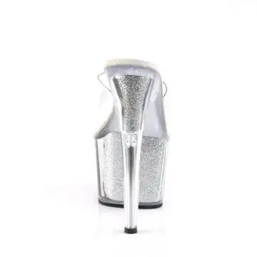 Stříbrné sexy boty na platformě a podpatku ADO701G/C/S | ADORE-701G Pleaser - zezadu