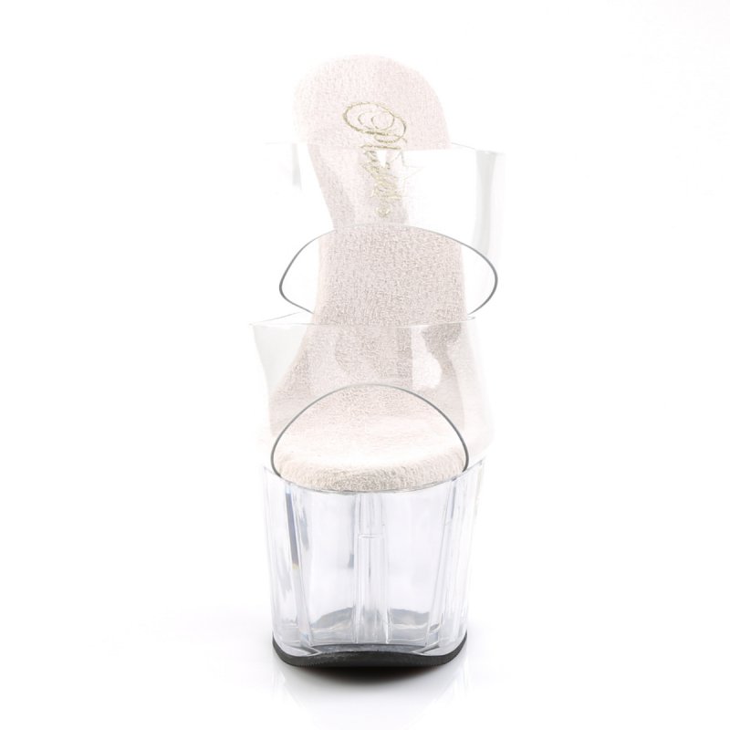 Průhledné sexy pantofle se dvěma pásky ADO702/C/M | ADORE-702 Pleaser - zepředu