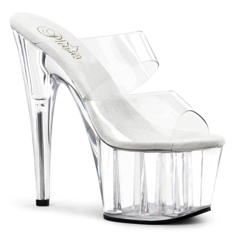 Průhledné sexy pantofle se dvěma pásky ADO702/C/M | ADORE-702 Pleaser