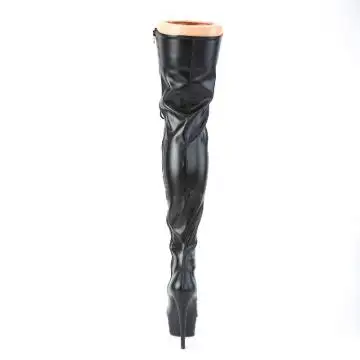 Černé matné erotické kozačky na stehna DEL3023/B/PU | DELIGHT-3023 Pleaser - zezadu