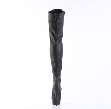 Černé matné erotické kozačky na stehna DEL3023/B/PU | DELIGHT-3023 Pleaser - zezadu