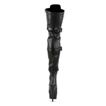 Černé matné erotické kozačky na stehna DEL3028/B/PU | DELIGHT-3028 Pleaser - zezadu