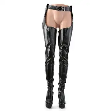 Černé matné sexy kozačky do pasu DEL5000/B/PU | DELIGHT-5000 Pleaser - zepředu