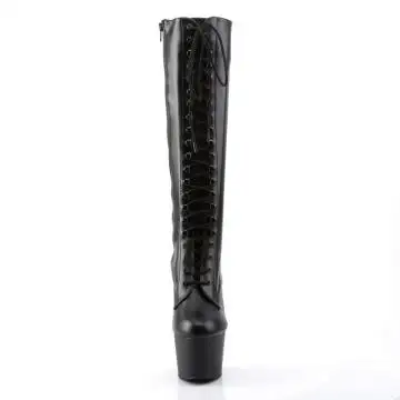 Černé matné sexy kozačky pod kolena ADO2023/B/PU | ADORE-2023 Pleaser - zepředu