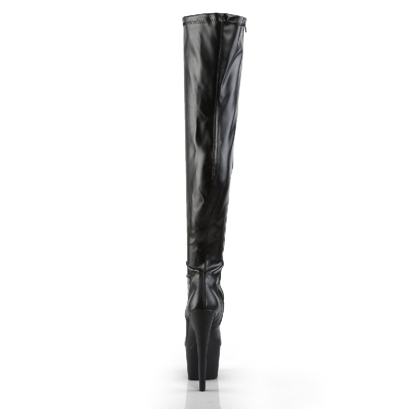 Černé matné erotické kozačky ADO3000/B/PU | ADORE-3000 Pleaser - zezadu