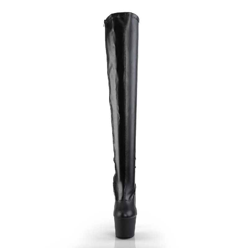 Černé matné erotické kozačky ADO3000/B/PU | ADORE-3000 Pleaser - zepředu