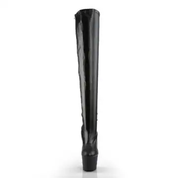 Černé matné erotické kozačky ADO3000/B/PU | ADORE-3000 Pleaser - zepředu