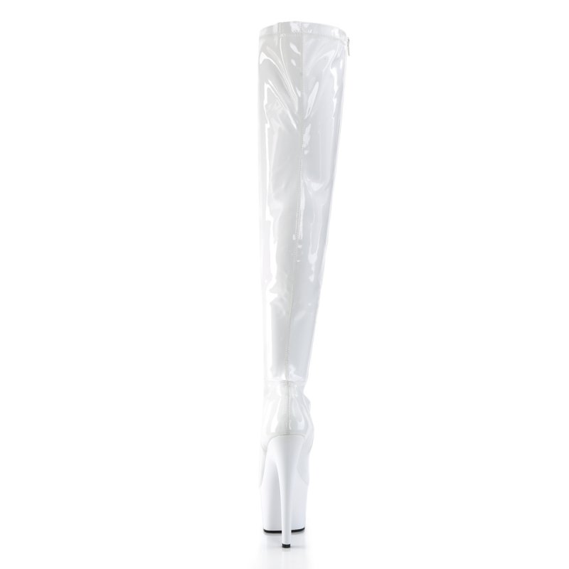 Bílé erotické kozačky ADO3000/W/M | ADORE-3000 Pleaser - zezadu