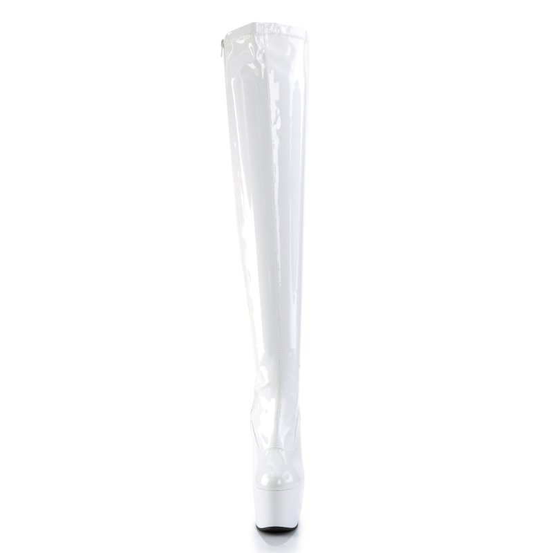 Bílé erotické kozačky ADO3000/W/M | ADORE-3000 Pleaser - zepředu