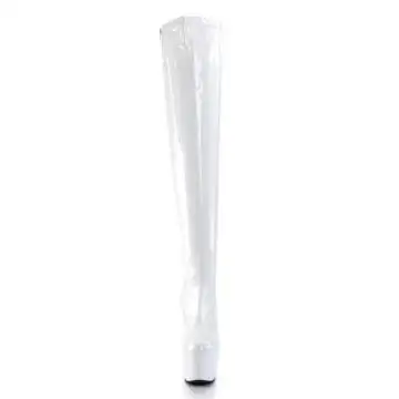 Bílé erotické kozačky ADO3000/W/M | ADORE-3000 Pleaser - zepředu