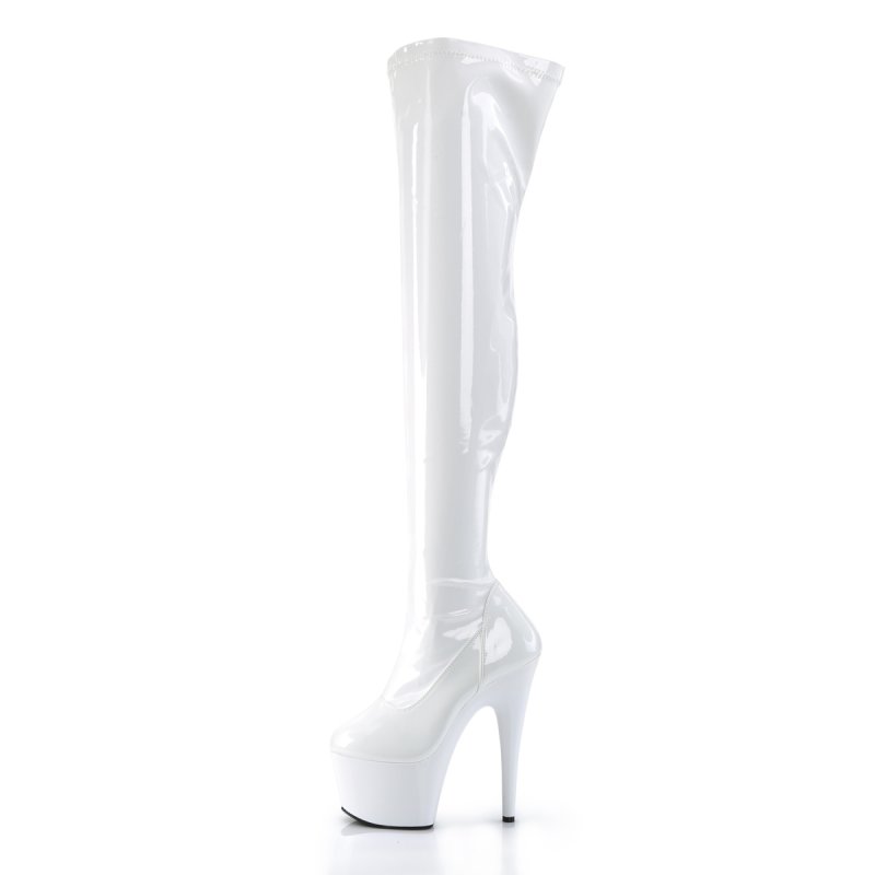 Bílé erotické kozačky ADO3000/W/M | ADORE-3000 Pleaser - z vnitřku