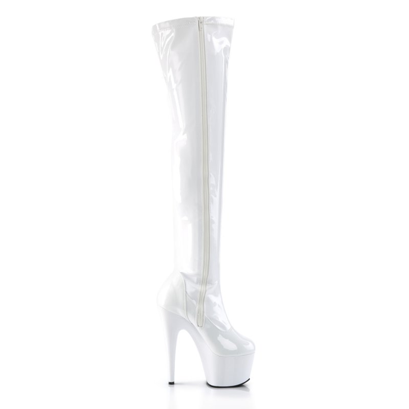 Bílé erotické kozačky ADO3000/W/M | ADORE-3000 Pleaser - z vnějšku