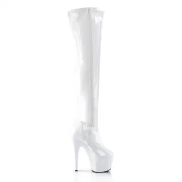 Bílé erotické kozačky ADO3000/W/M | ADORE-3000 Pleaser - z vnějšku