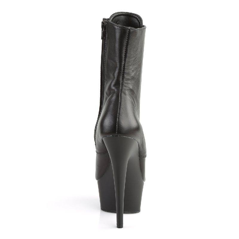 Černé kožené taneční kozačky DEL1020/B/LE | DELIGHT-1020 Pleaser - zezadu