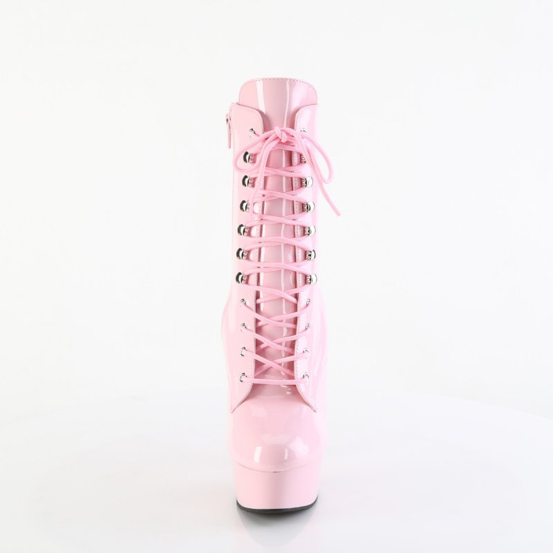 Růžové taneční kozačky DEL1020/BP/M | DELIGHT-1020 Pleaser - zepředu