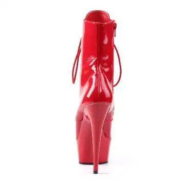 Červené taneční kozačky DEL1020/R/M | DELIGHT-1020 Pleaser - zezadu