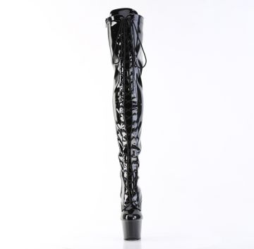 Černé stehenní erotické kozačky pro dominy ADO3023/B/M | ADORE-3023 Pleaser - zepředu