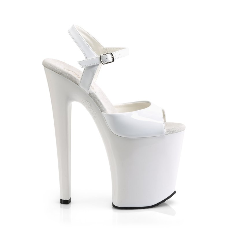Bílé sexy boty na podpatku XTM809/W/M | XTREME-809 Pleaser - z vnějšku