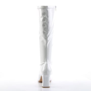 KIKI350/W bílé lesklé dámské kozačky | KIKI-350 Pleaser - zezadu