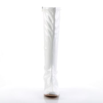 KIKI350/W bílé lesklé dámské kozačky | KIKI-350 Pleaser - zepředu