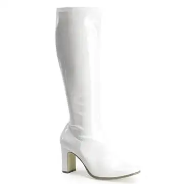 KIKI350/W bílé lesklé dámské kozačky | KIKI-350 Pleaser