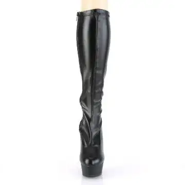 Černé matné kozačky pod kolena DEL2000/B/PU | DELIGHT-2000 Pleaser - zepředu
