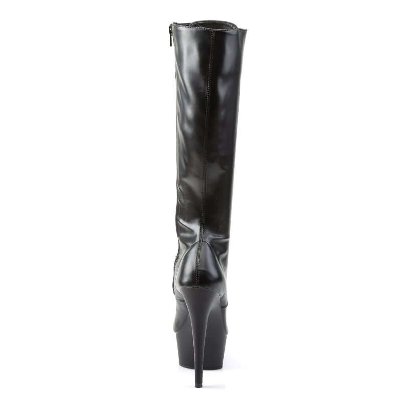Černé matné sexy kozačky DEL2023/B/PU Pleaser | DELIGHT-2023 Pleaser - zezadu