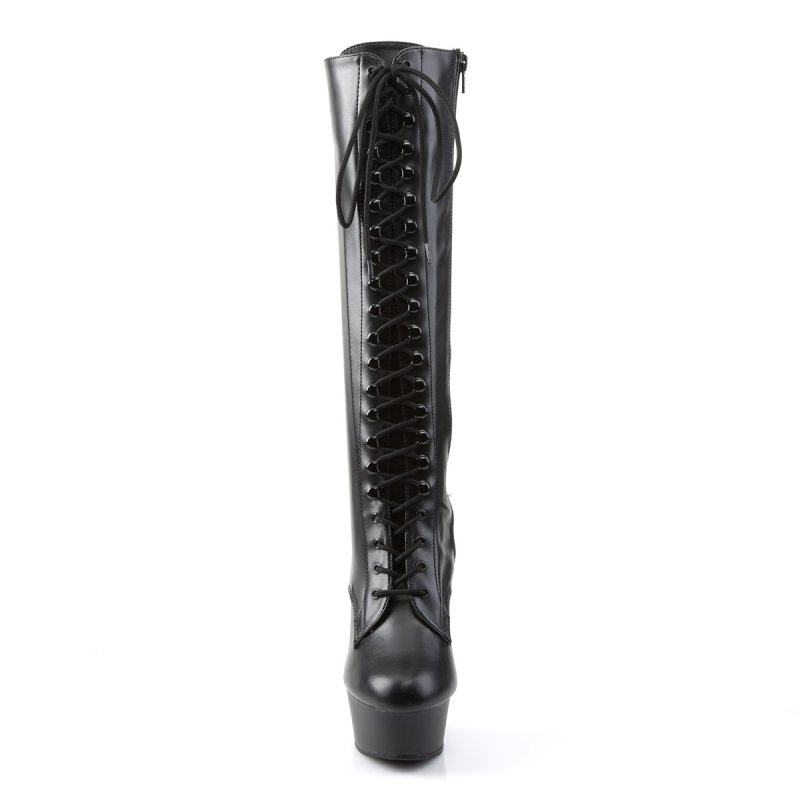 Černé matné sexy kozačky DEL2023/B/PU Pleaser | DELIGHT-2023 Pleaser - zepředu