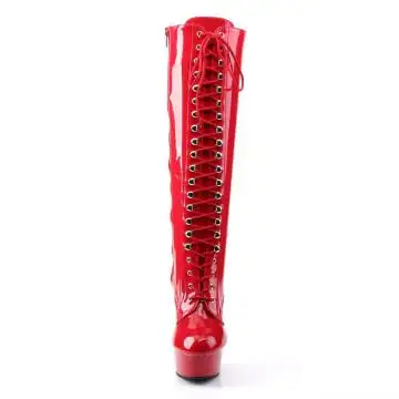 Červené erotické kozačky DEL2023/R/M | DELIGHT-2023 Pleaser - zepředu