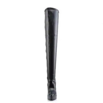 Černé matné erotické BDSM kozačky IND3000/B/PU | INDULGE-3000 Devious - zepředu