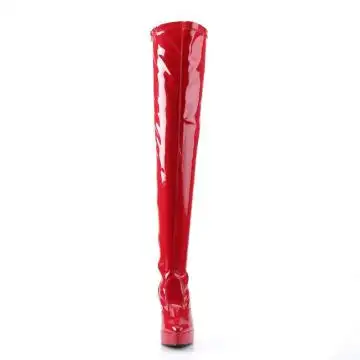 Červené erotické BDSM kozačky IND3000/R | INDULGE-3000 Devious - zepředu