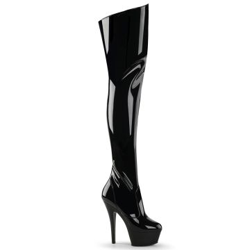 KISS-3010 | Černé erotické kozačky na platformě Pleaser KISS3010/B/M