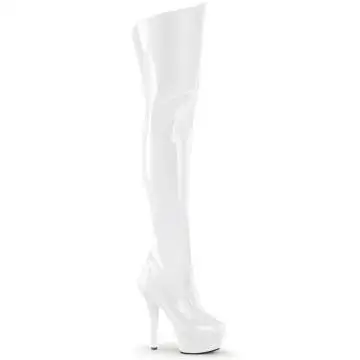 Bílé erotické kozačky na platformě Pleaser KISS3010/W/M | KISS-3010 Pleaser