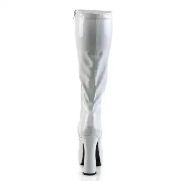 Bílé lesklé kozačky pod kolena Pleaser ELE2000Z/W | ELECTRA-2000Z Pleaser - zezadu