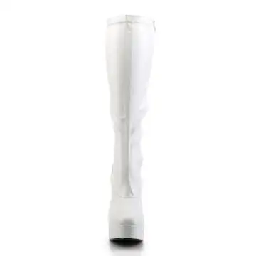 Bílé matné kozačky ELE2000Z/W/PU Pleaser | ELECTRA-2000Z Pleaser - zepředu