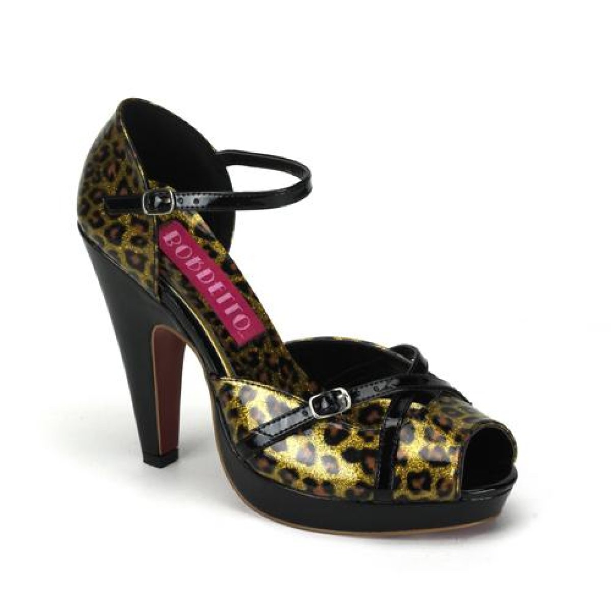Zlaté retro lodičky na podpatku s platformou CHEETAH-06G/G | CHEETAH-06G Pleaser